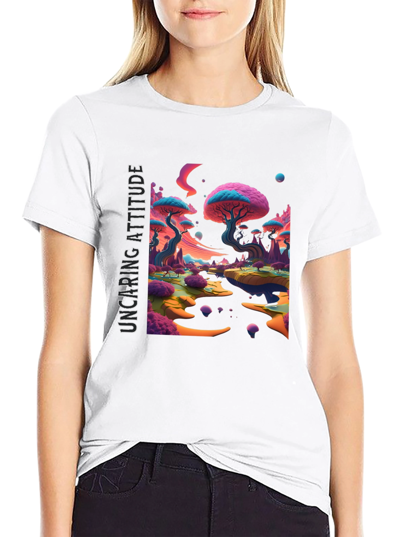 Uncaring Attitude T-Shirt - Psychedelic Landscape Design