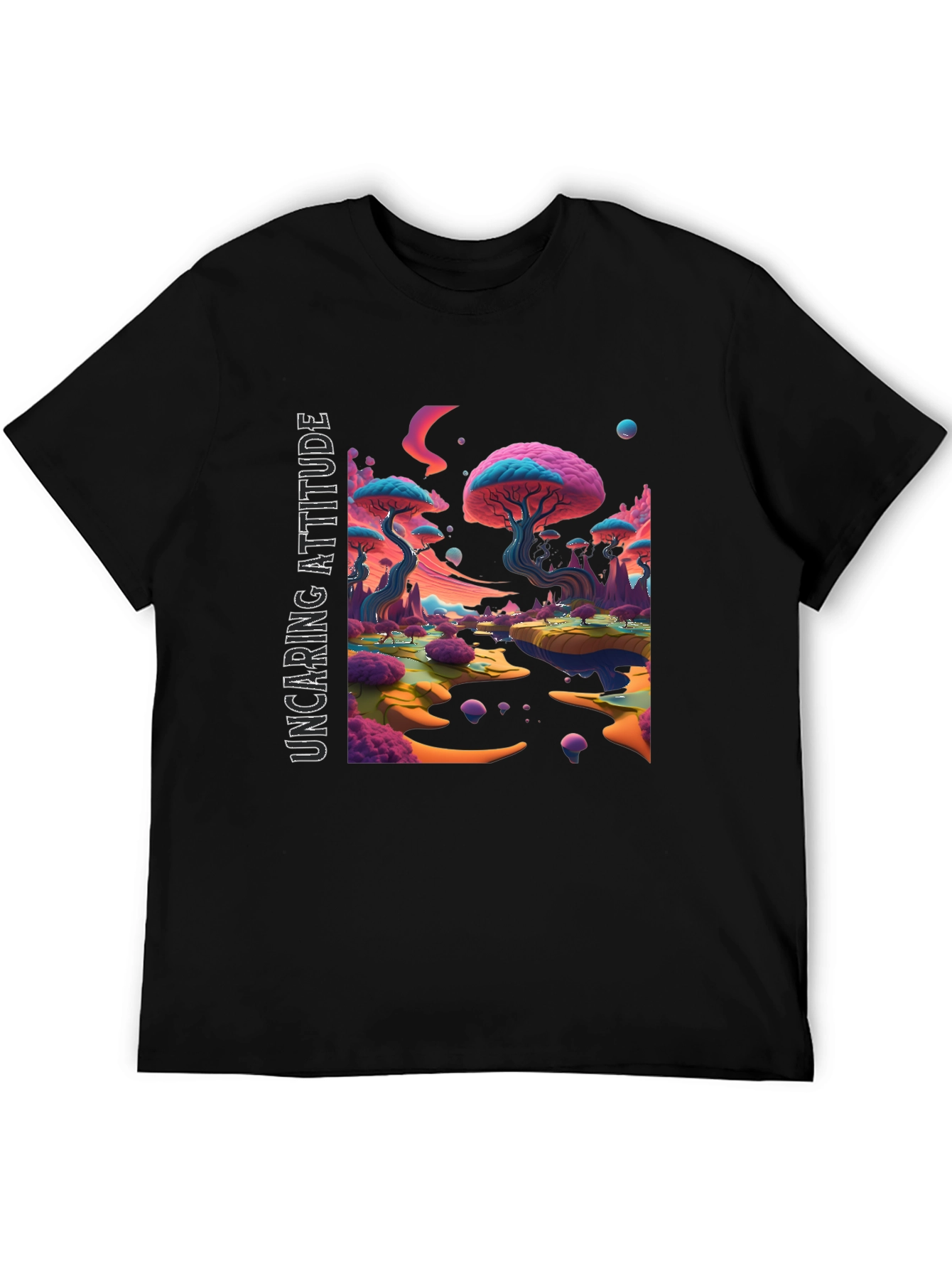 Uncaring Attitude T-Shirt - Psychedelic Landscape Design