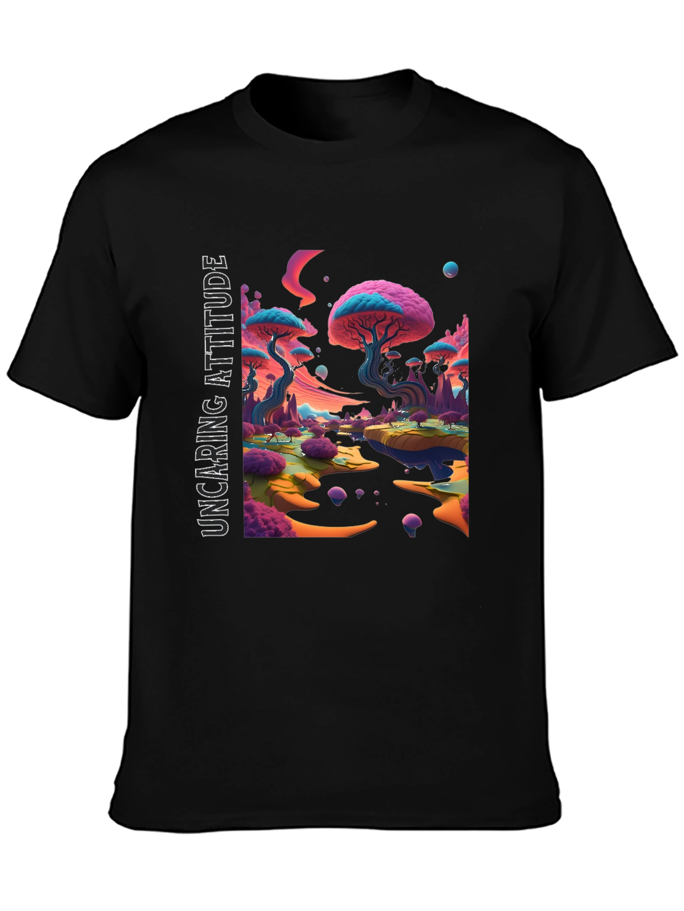 Uncaring Attitude T-Shirt - Psychedelic Landscape Design