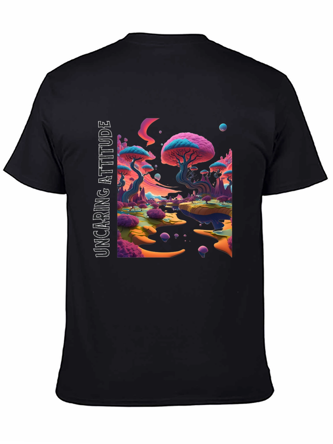 Uncaring Attitude T-Shirt - Psychedelic Landscape Design