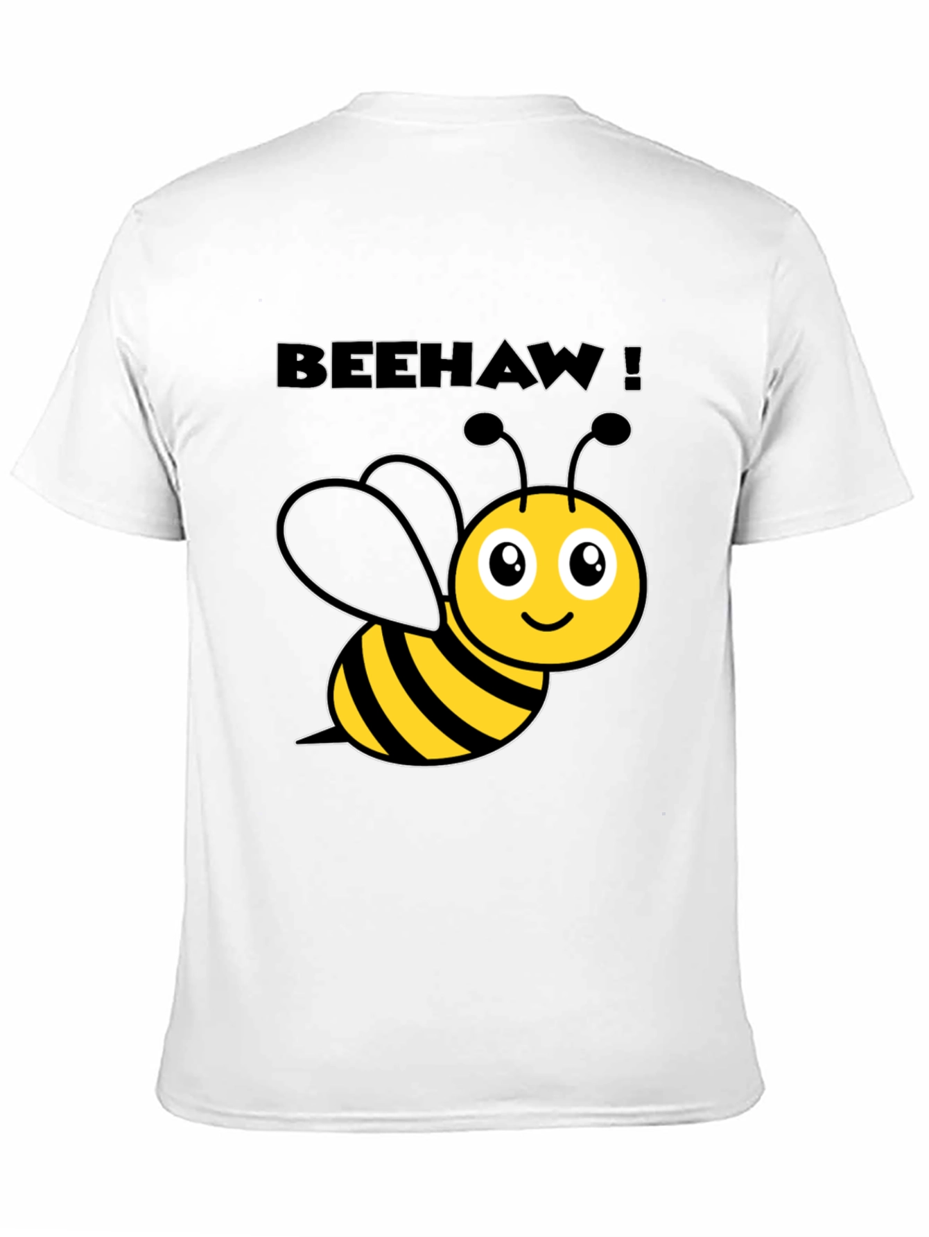 Beehaw! Cartoon Bee Graphic Black T-Shirt
