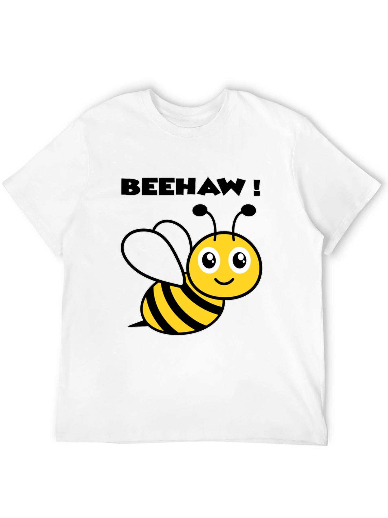 Beehaw! Cartoon Bee Graphic Black T-Shirt