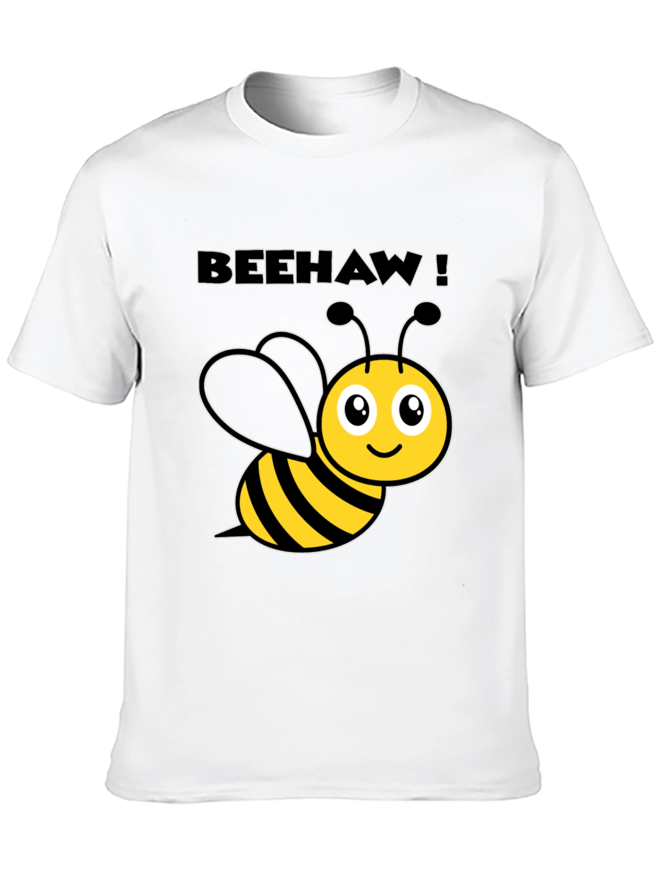 Beehaw! Cartoon Bee Graphic Black T-Shirt