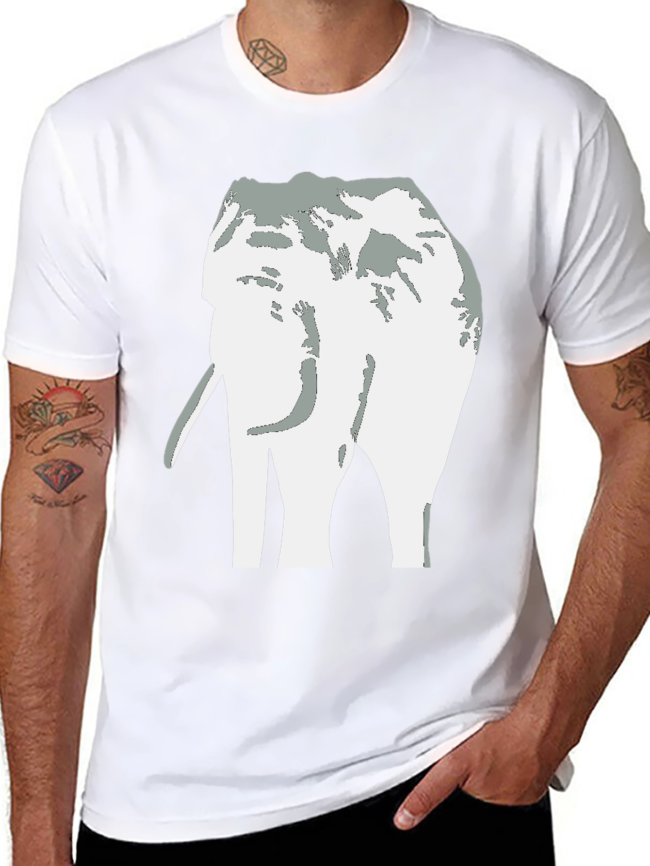 Elephant Graphic Tee - Black Cotton Casual T-Shirt