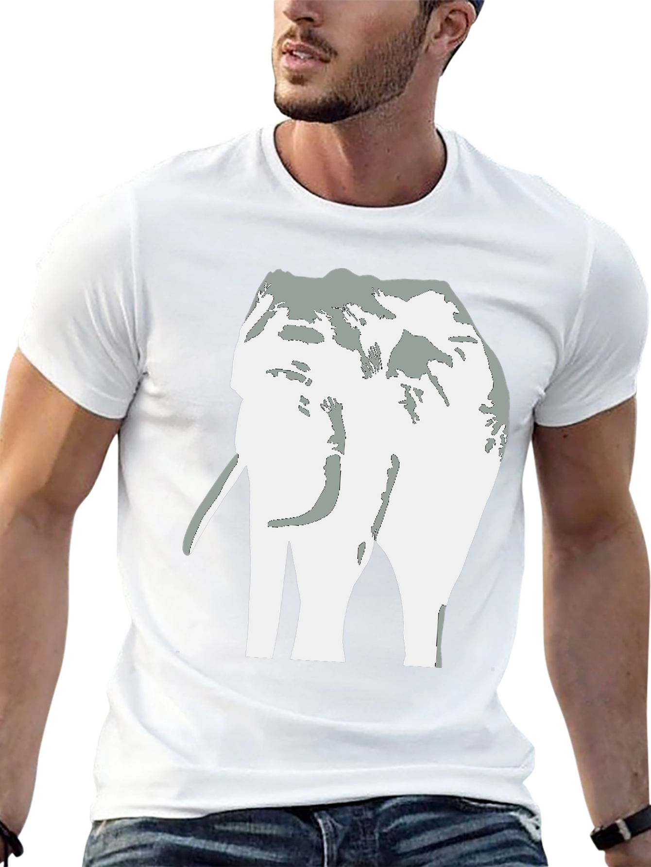 Elephant Graphic Tee - Black Cotton Casual T-Shirt
