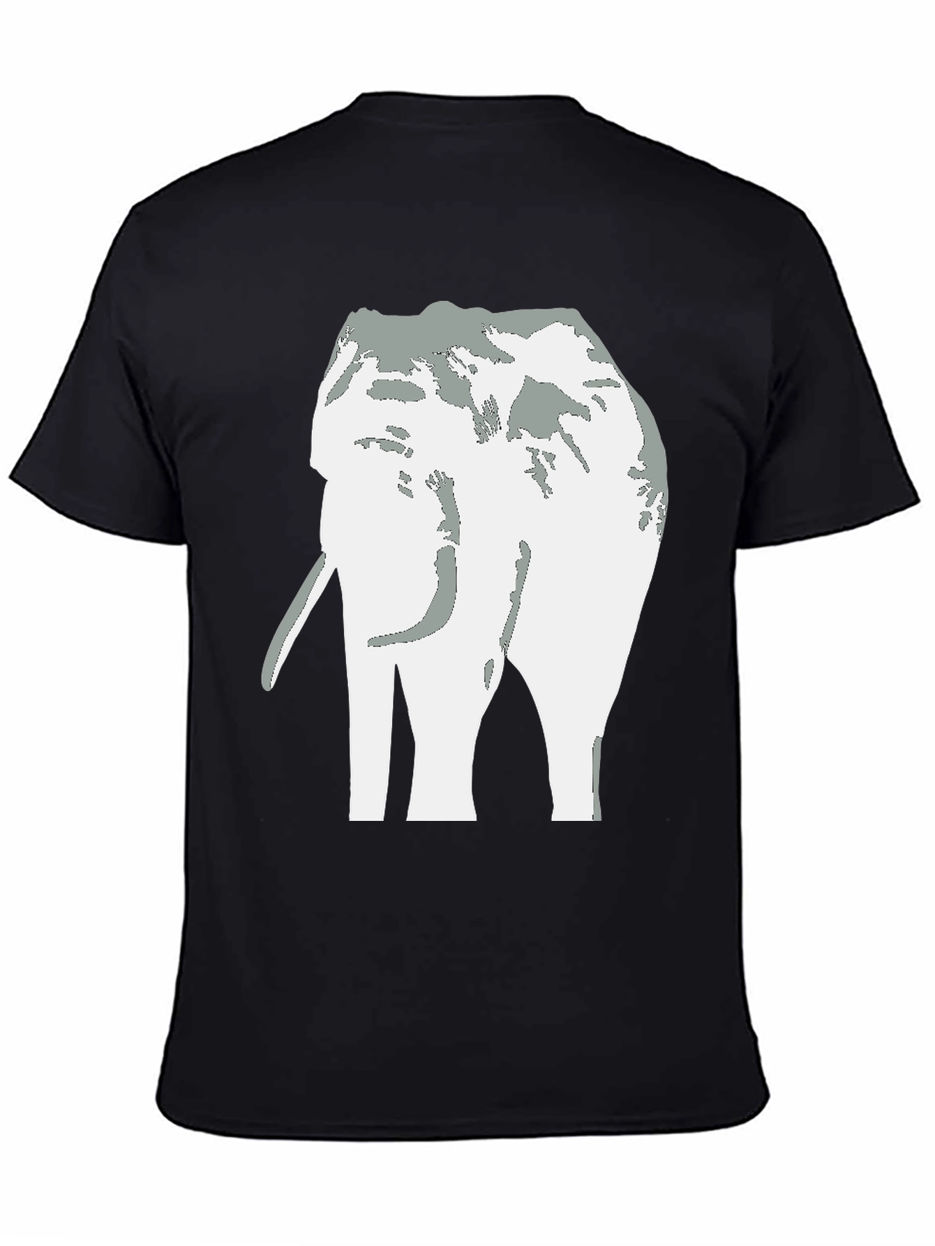 Elephant Graphic Tee - Black Cotton Casual T-Shirt