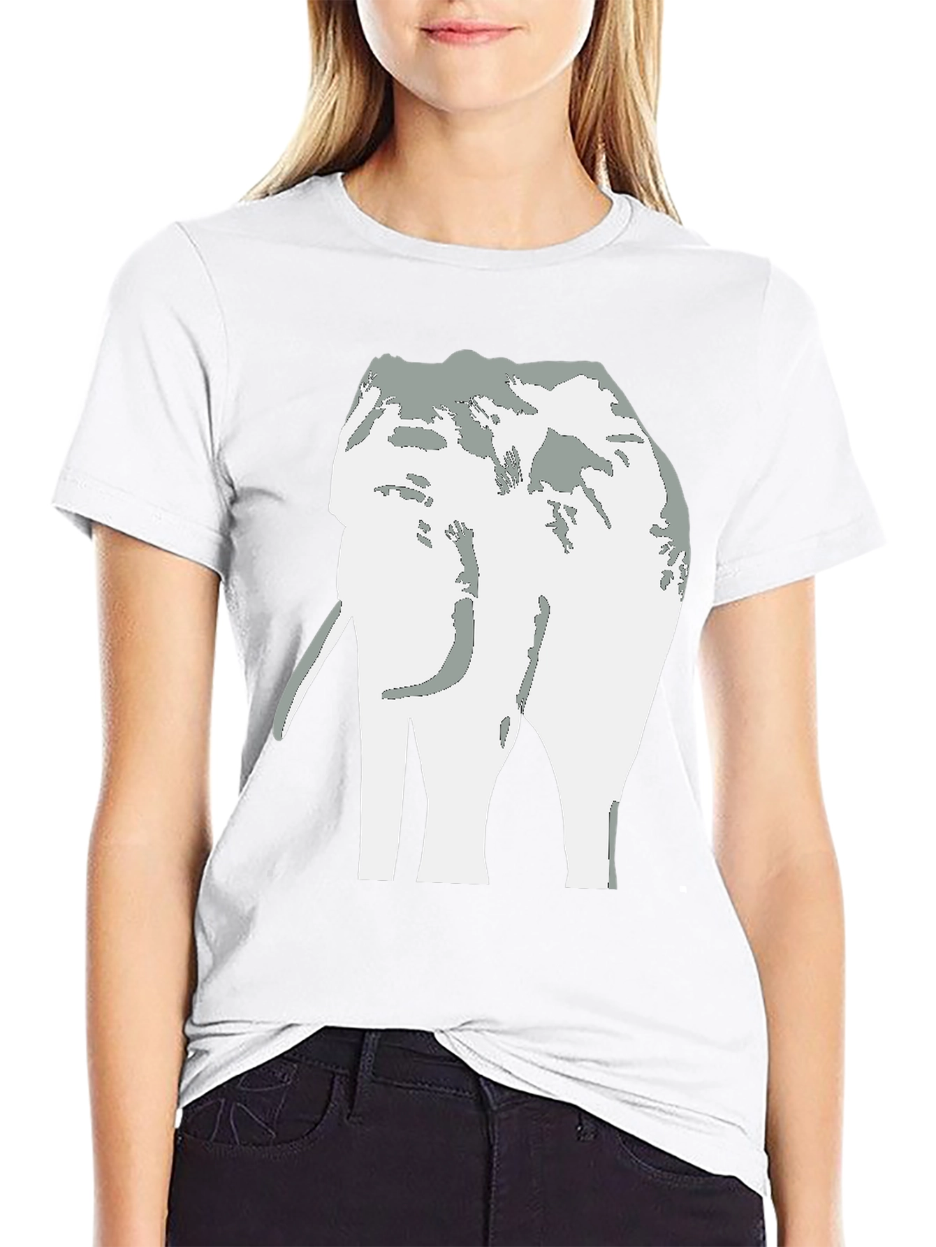 Elephant Graphic Tee - Black Cotton Casual T-Shirt
