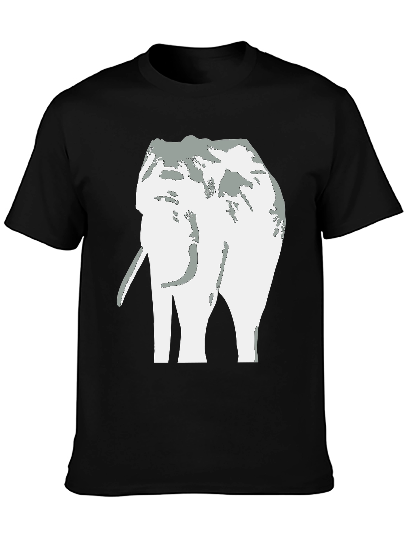 Elephant Graphic Tee - Black Cotton Casual T-Shirt