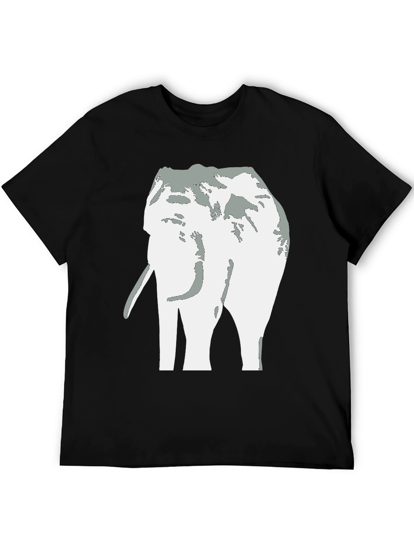 Elephant Graphic Tee - Black Cotton Casual T-Shirt