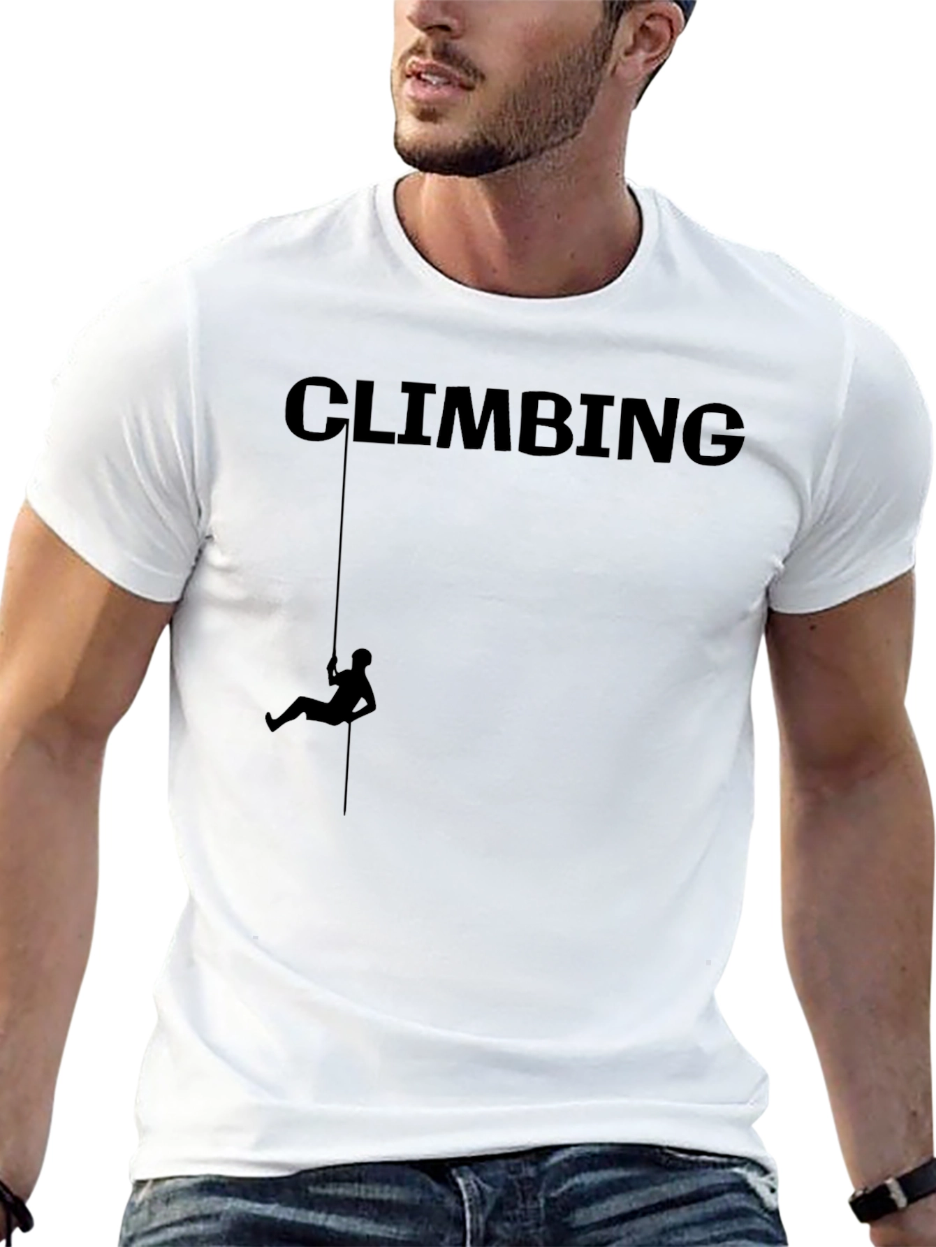 Climbing Graphic Print T-Shirt - Black