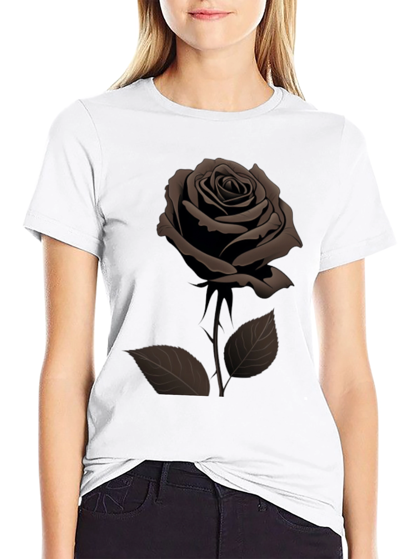 Rose Graphic Mens Black T-Shirt