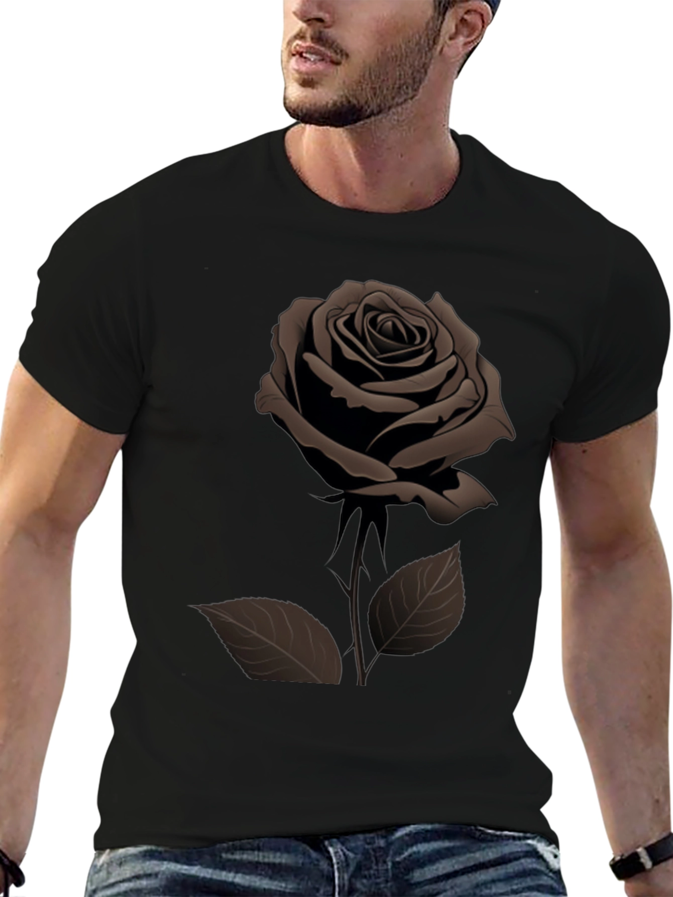 Rose Graphic Mens Black T-Shirt