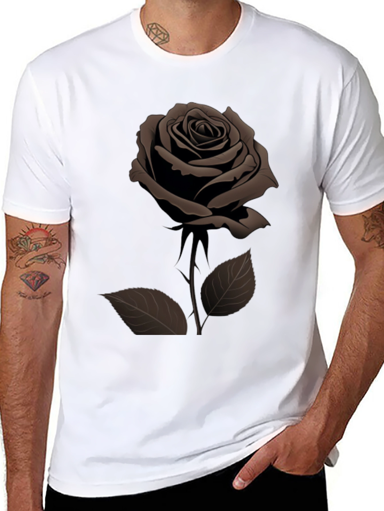 Rose Graphic Mens Black T-Shirt