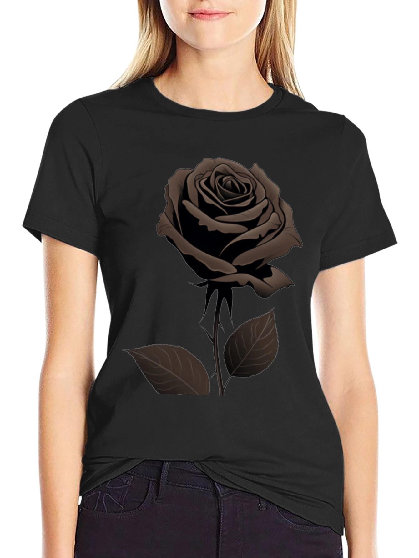 Rose Graphic Mens Black T-Shirt