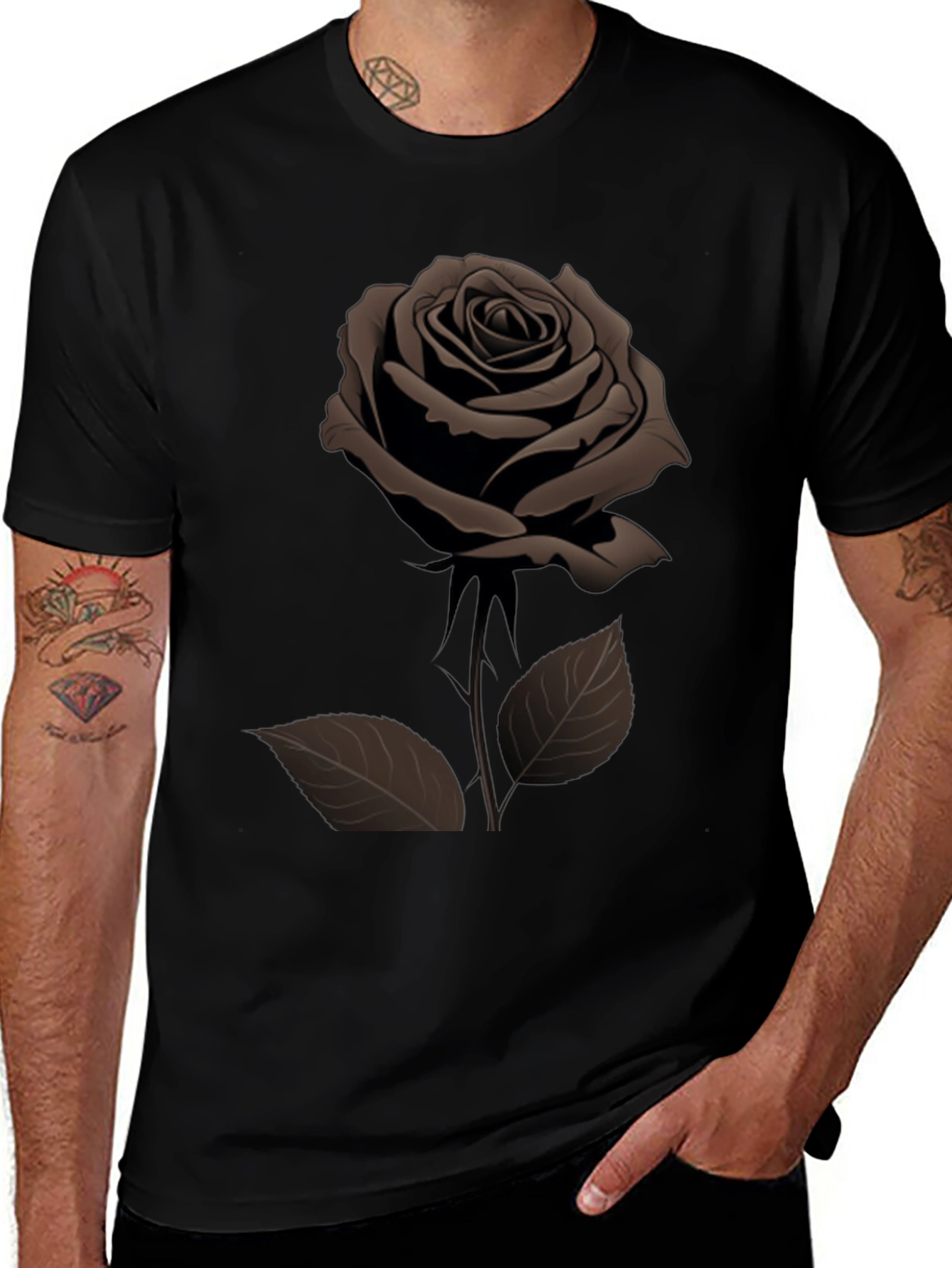 Rose Graphic Mens Black T-Shirt