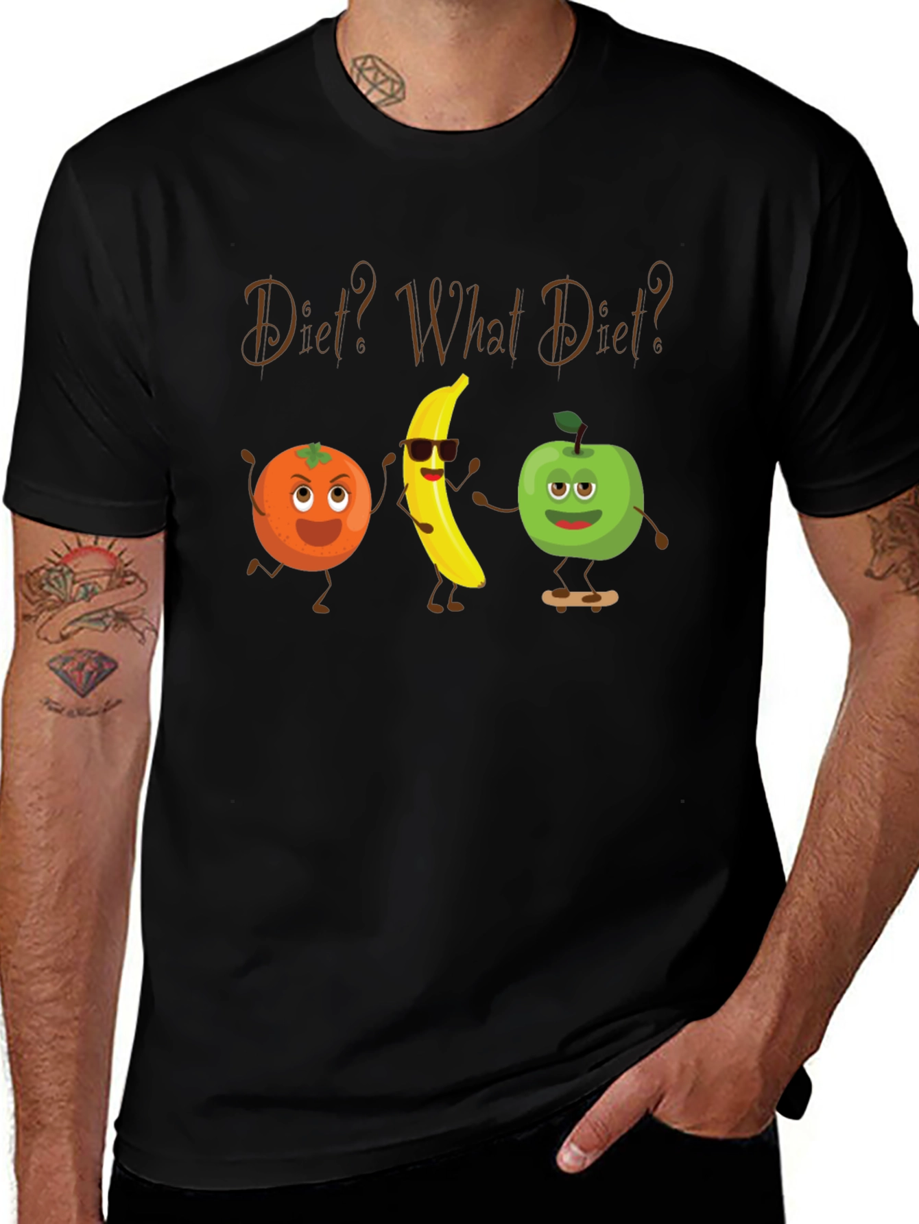 Diet? What Diet? Funny Fruit Cartoon T-Shirt