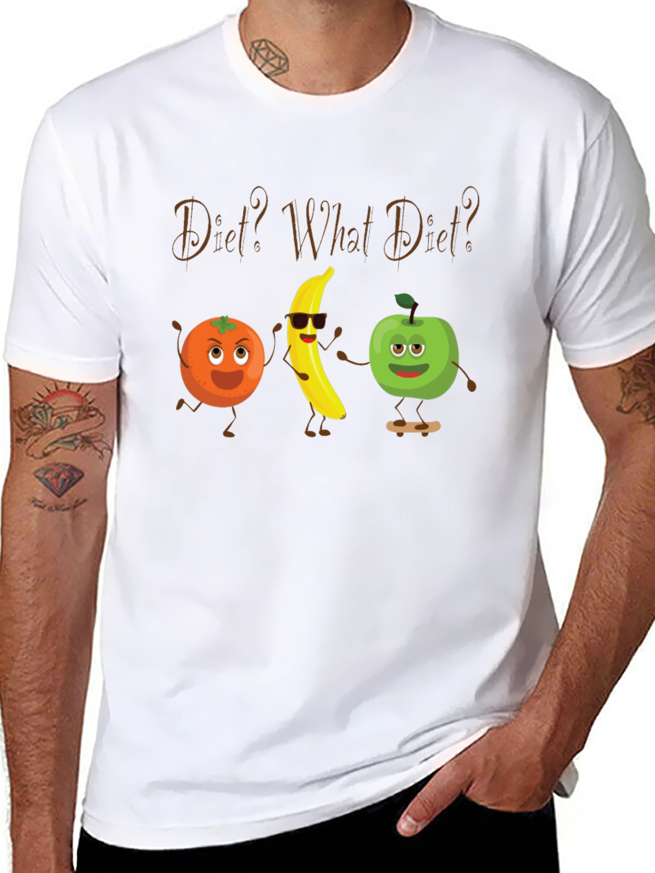 Diet? What Diet? Funny Fruit Cartoon T-Shirt