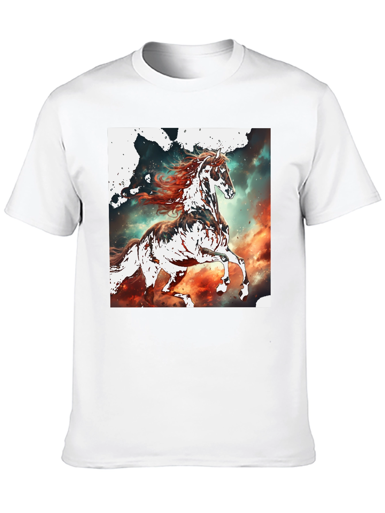 Horse Graphic Tee - Black Cotton Blend T-Shirt