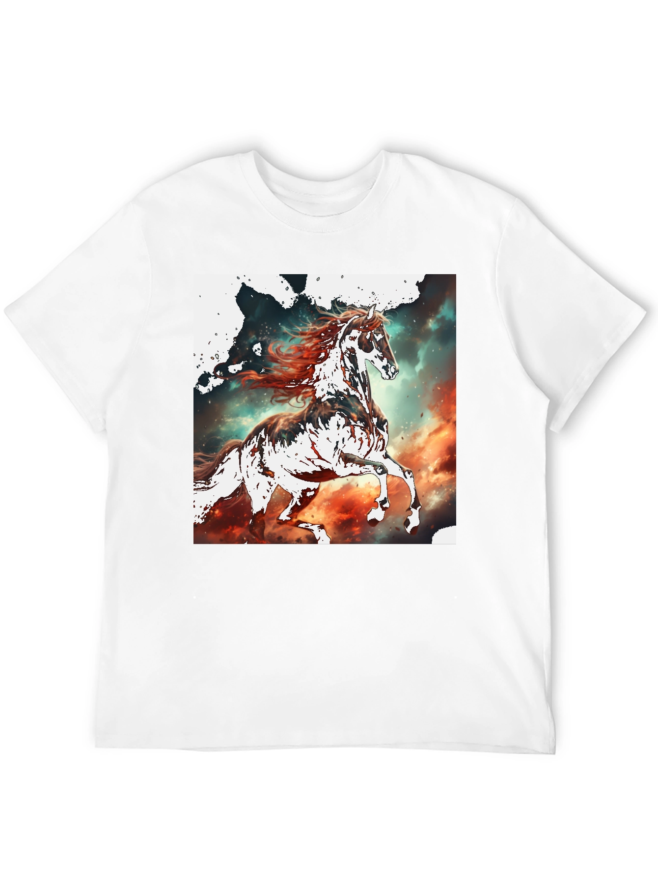 Horse Graphic Tee - Black Cotton Blend T-Shirt