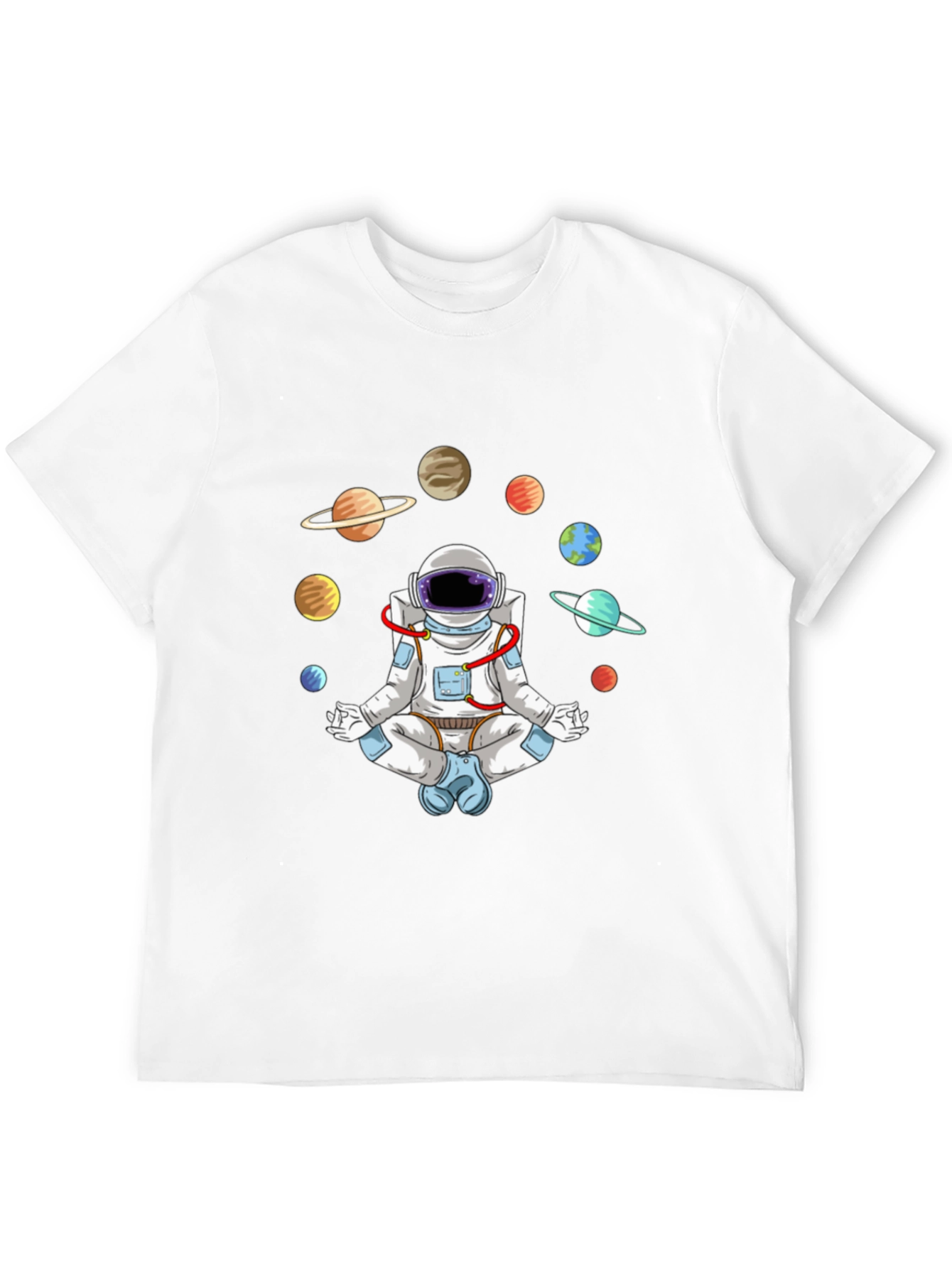 Meditating Astronaut Planets Graphic Tee