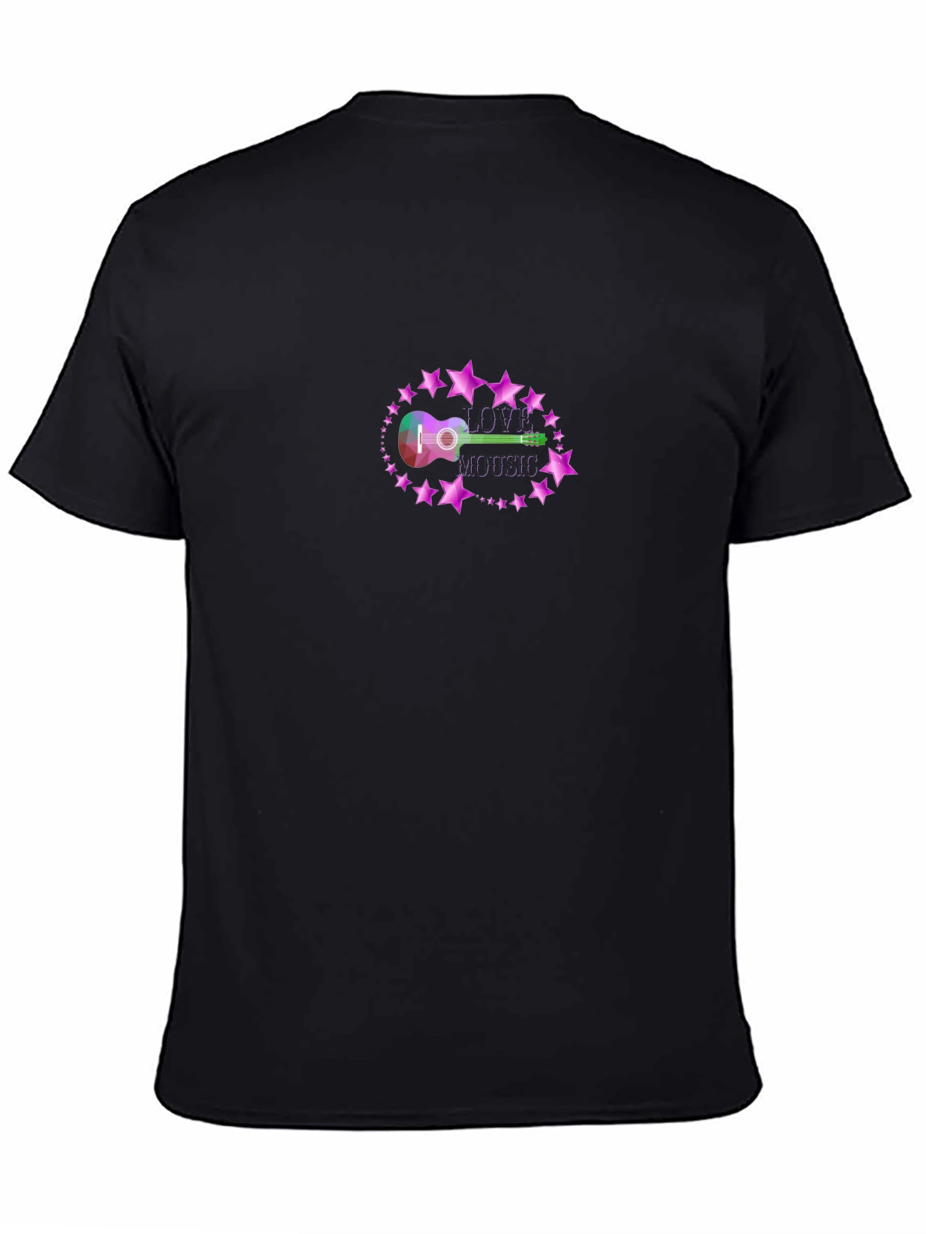 Love Music Guitar Graphic Black T-Shirt