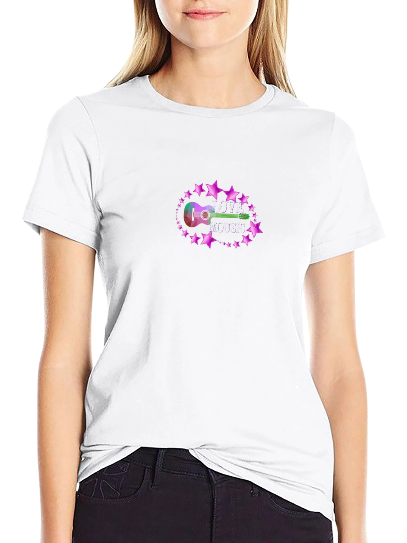 Love Music Guitar Graphic Black T-Shirt