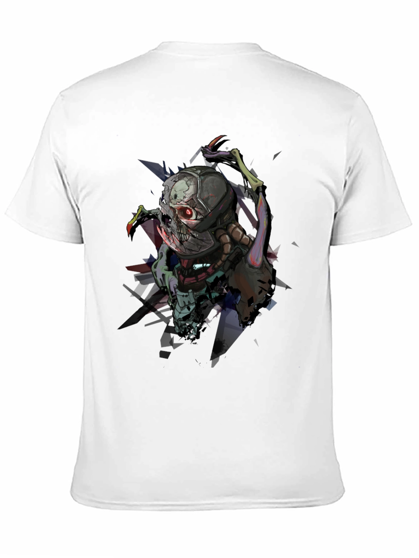Cybernetic Skull Graphic Print Black T-Shirt