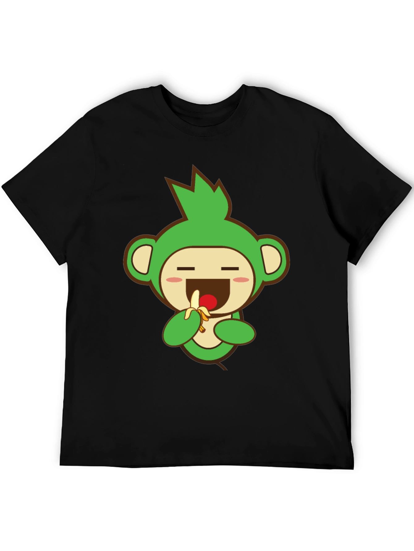 Cute Monkey Graphic Tee - Black Cotton Blend