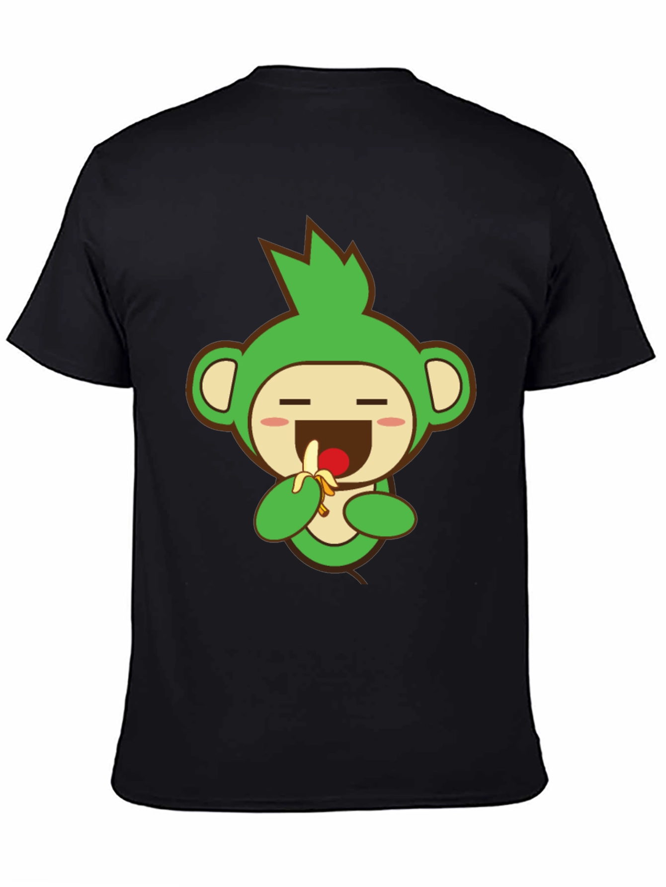 Cute Monkey Graphic Tee - Black Cotton Blend
