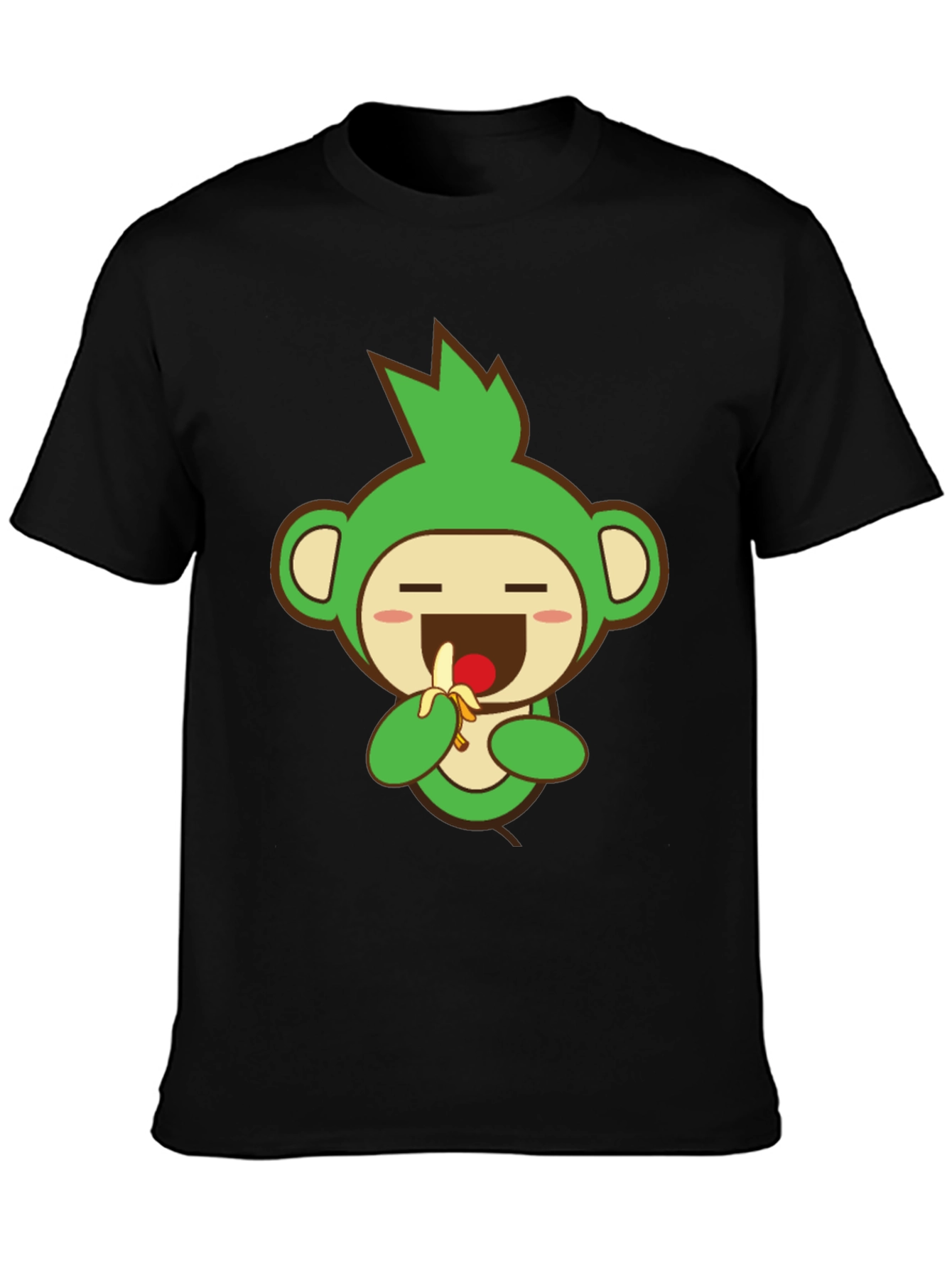 Cute Monkey Graphic Tee - Black Cotton Blend