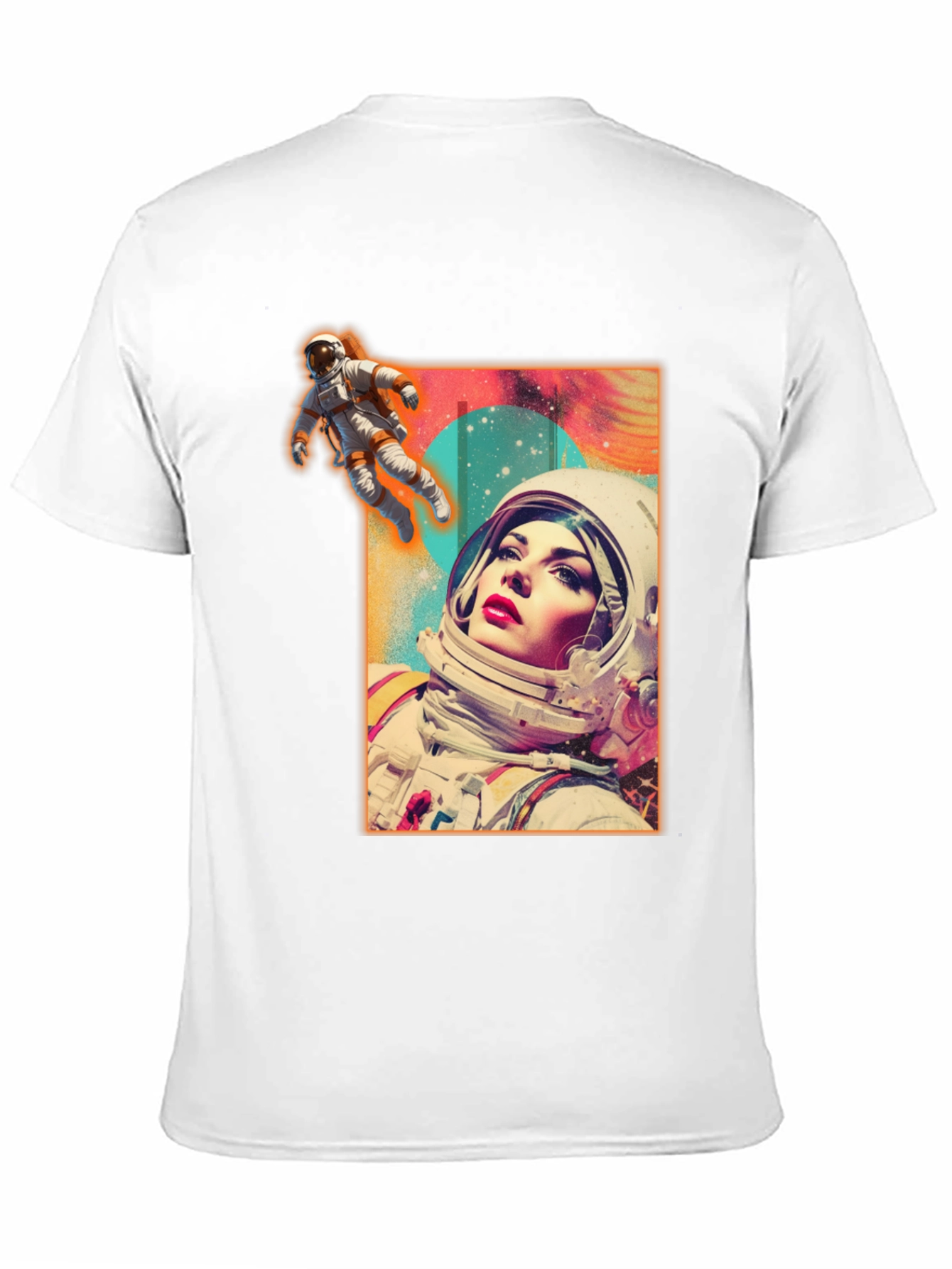 Astronaut Woman Graphic Tee - Stylish Space Design