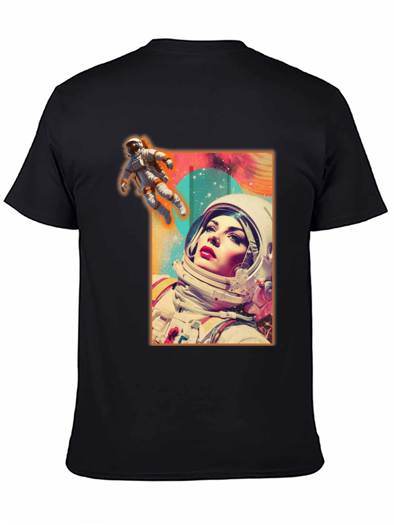 Astronaut Woman Graphic Tee - Stylish Space Design