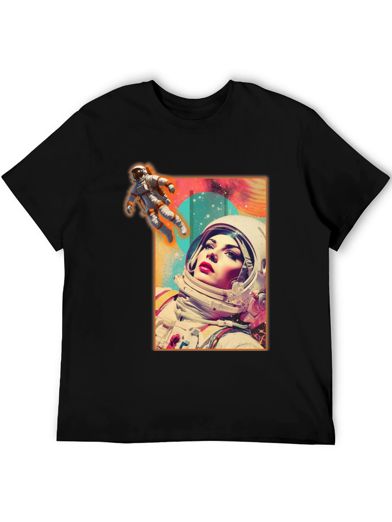 Astronaut Woman Graphic Tee - Stylish Space Design