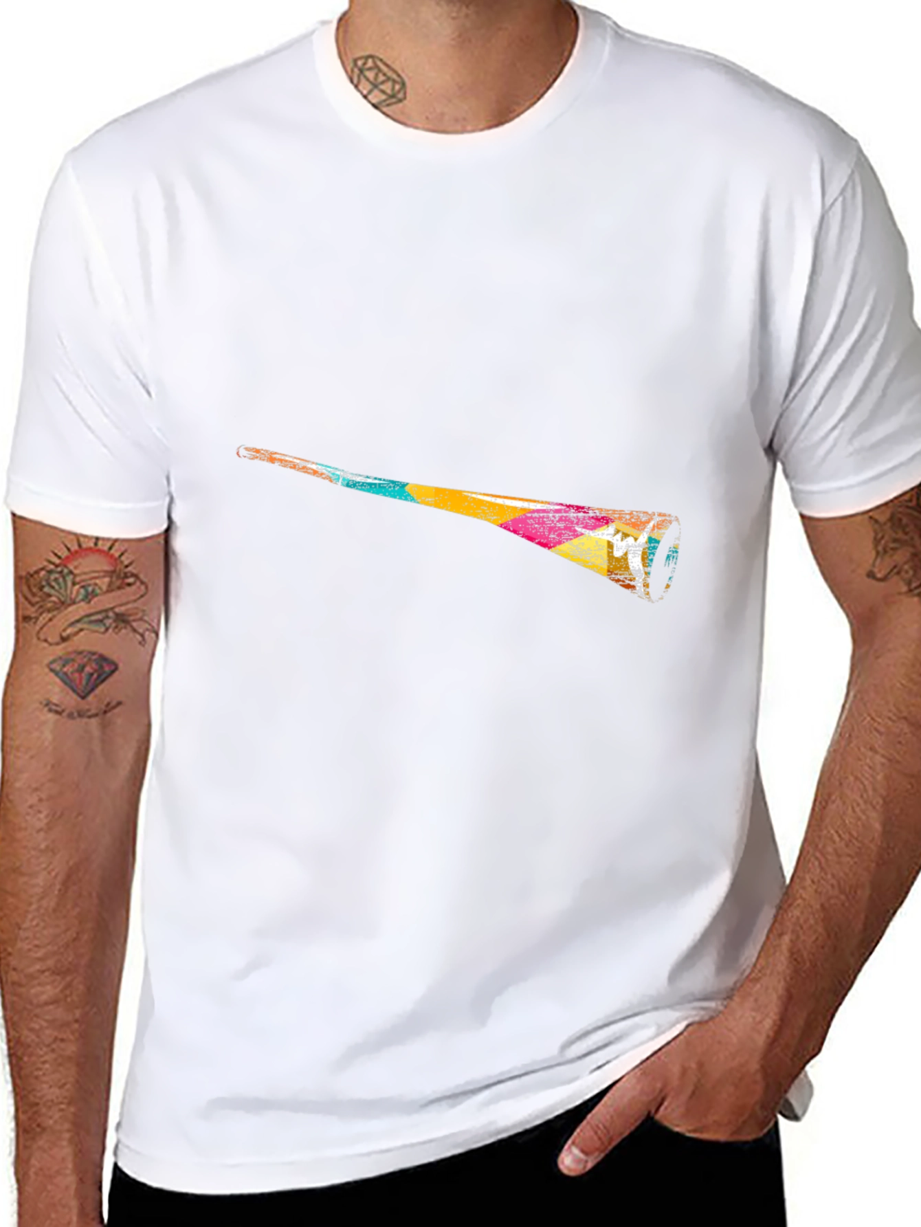 Abstract Vuvuzela Graphic Black T-Shirt