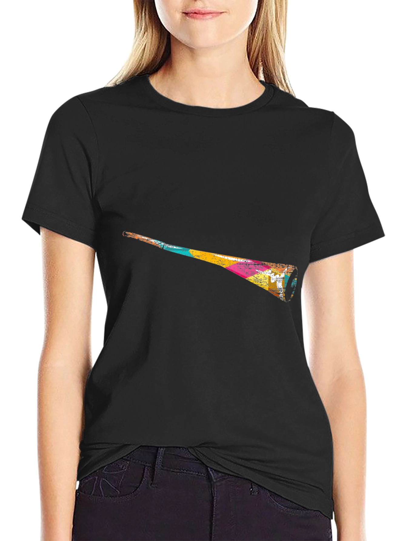 Abstract Vuvuzela Graphic Black T-Shirt