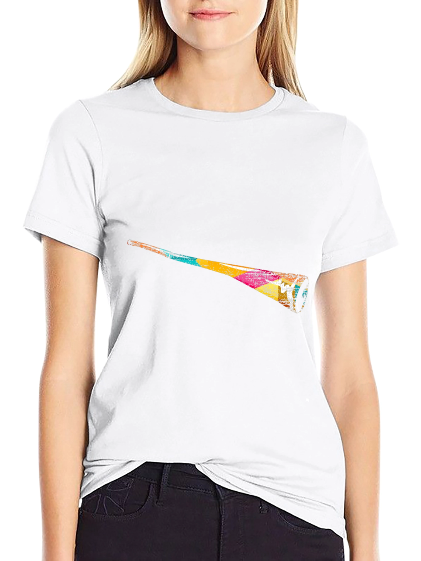 Abstract Vuvuzela Graphic Black T-Shirt