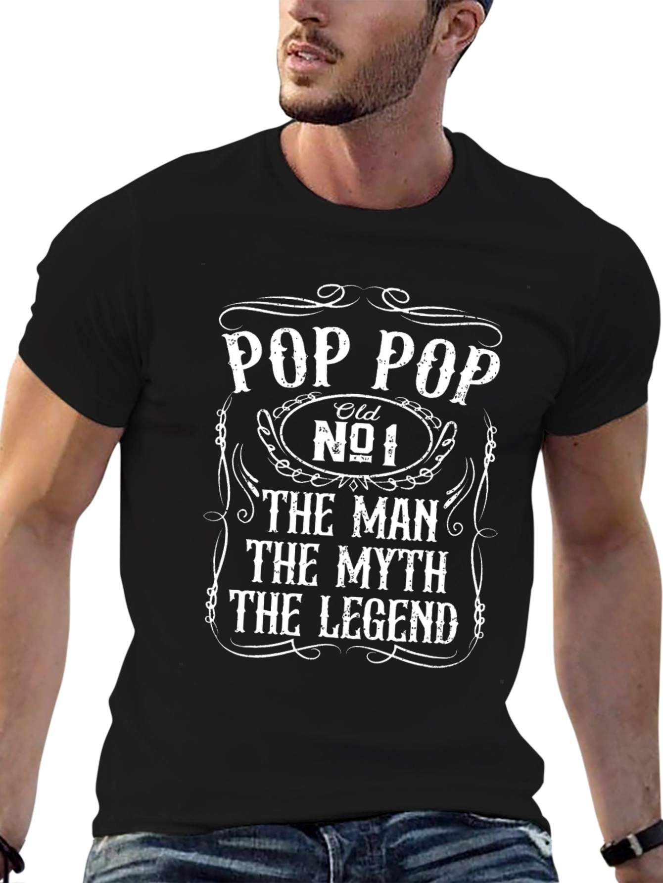 Pop Pop The Man Myth Legend Black Graphic Tee