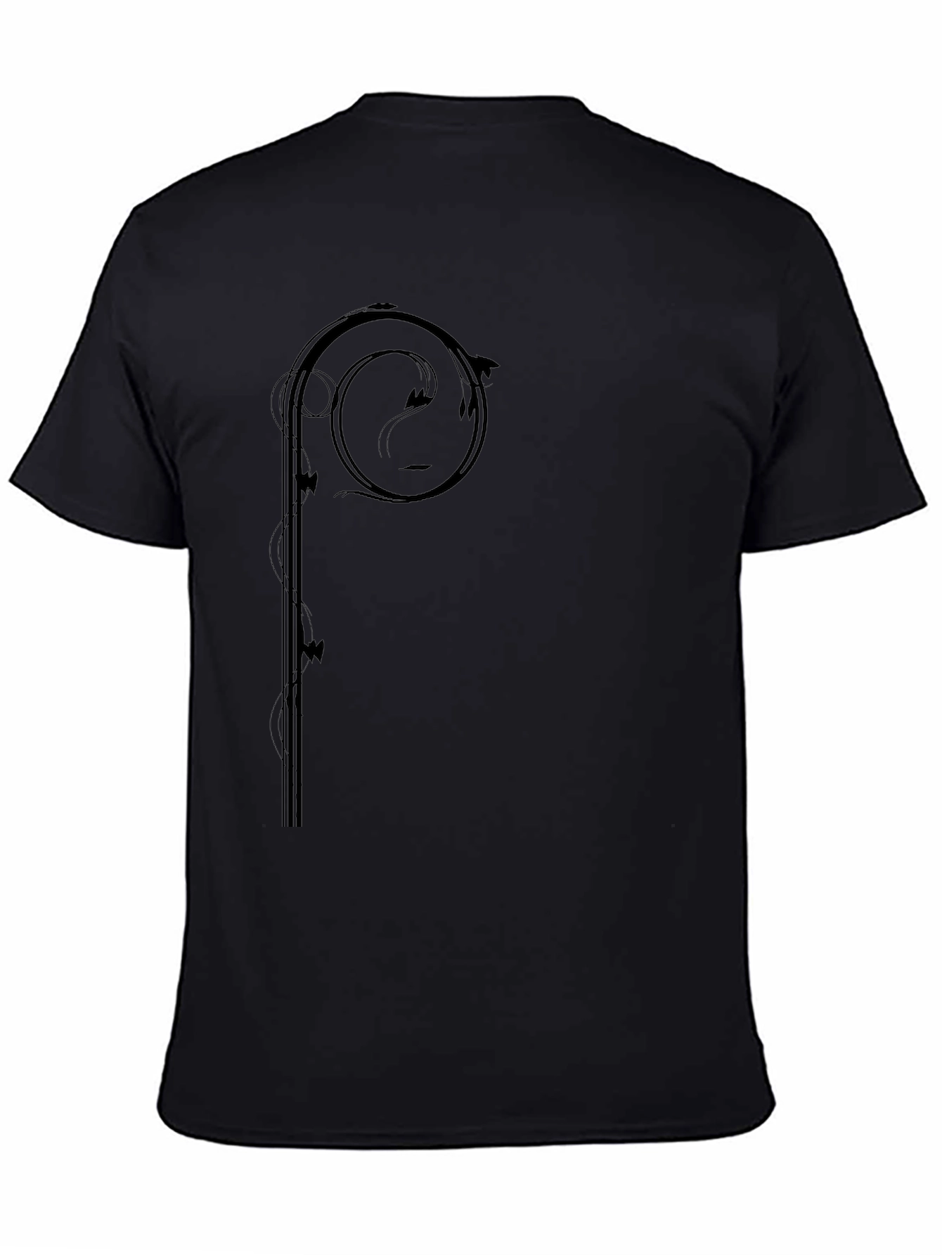 Stylish Black Graphic Tee - Abstract Vine Design