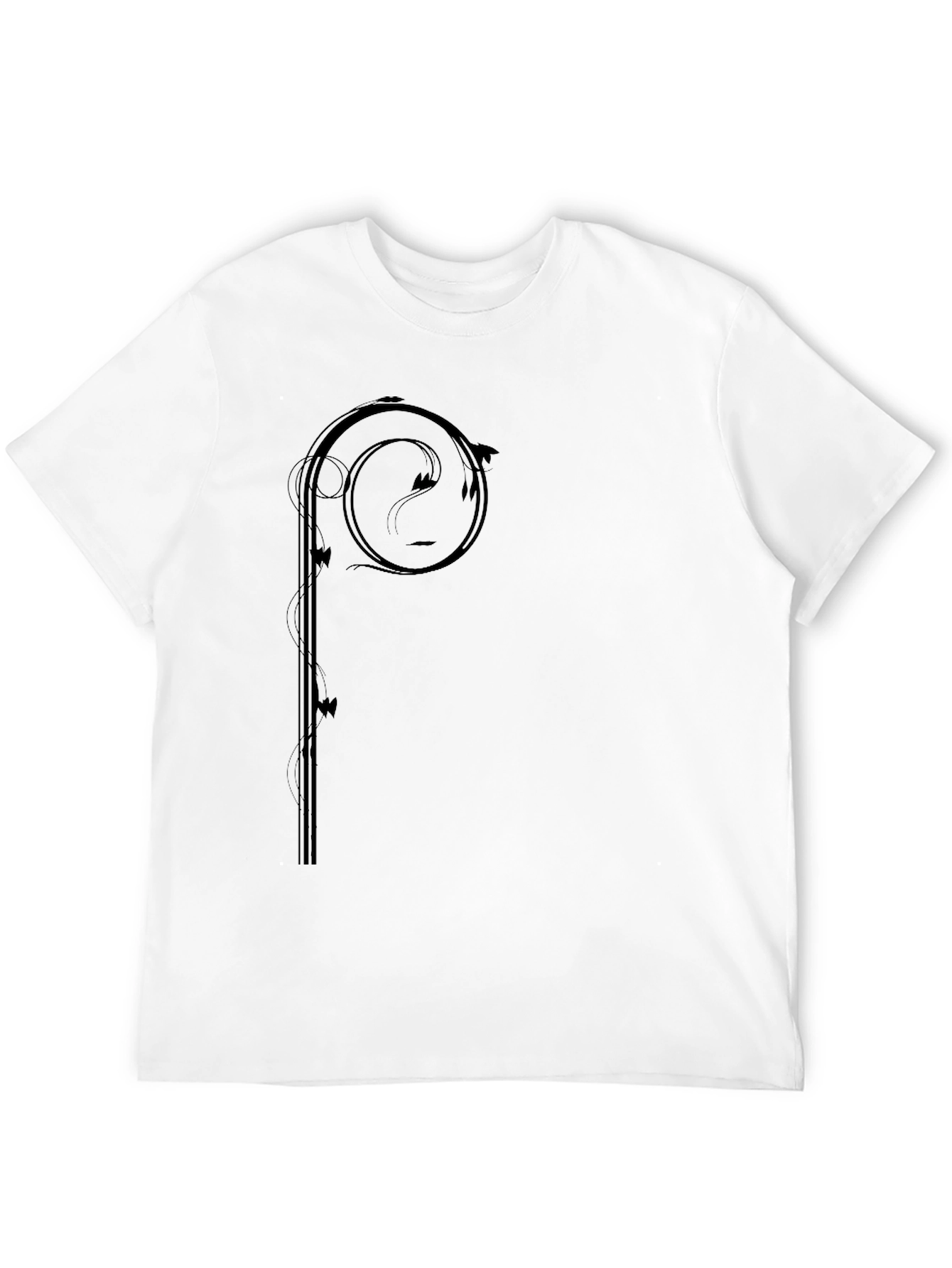 Stylish Black Graphic Tee - Abstract Vine Design