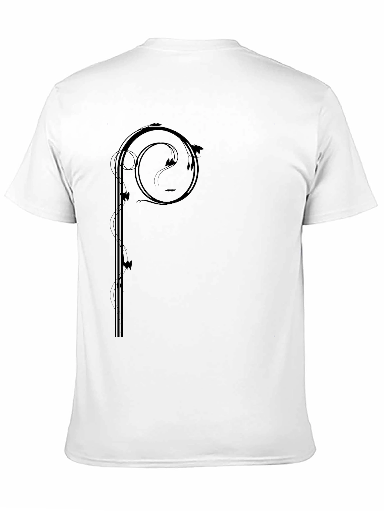 Stylish Black Graphic Tee - Abstract Vine Design