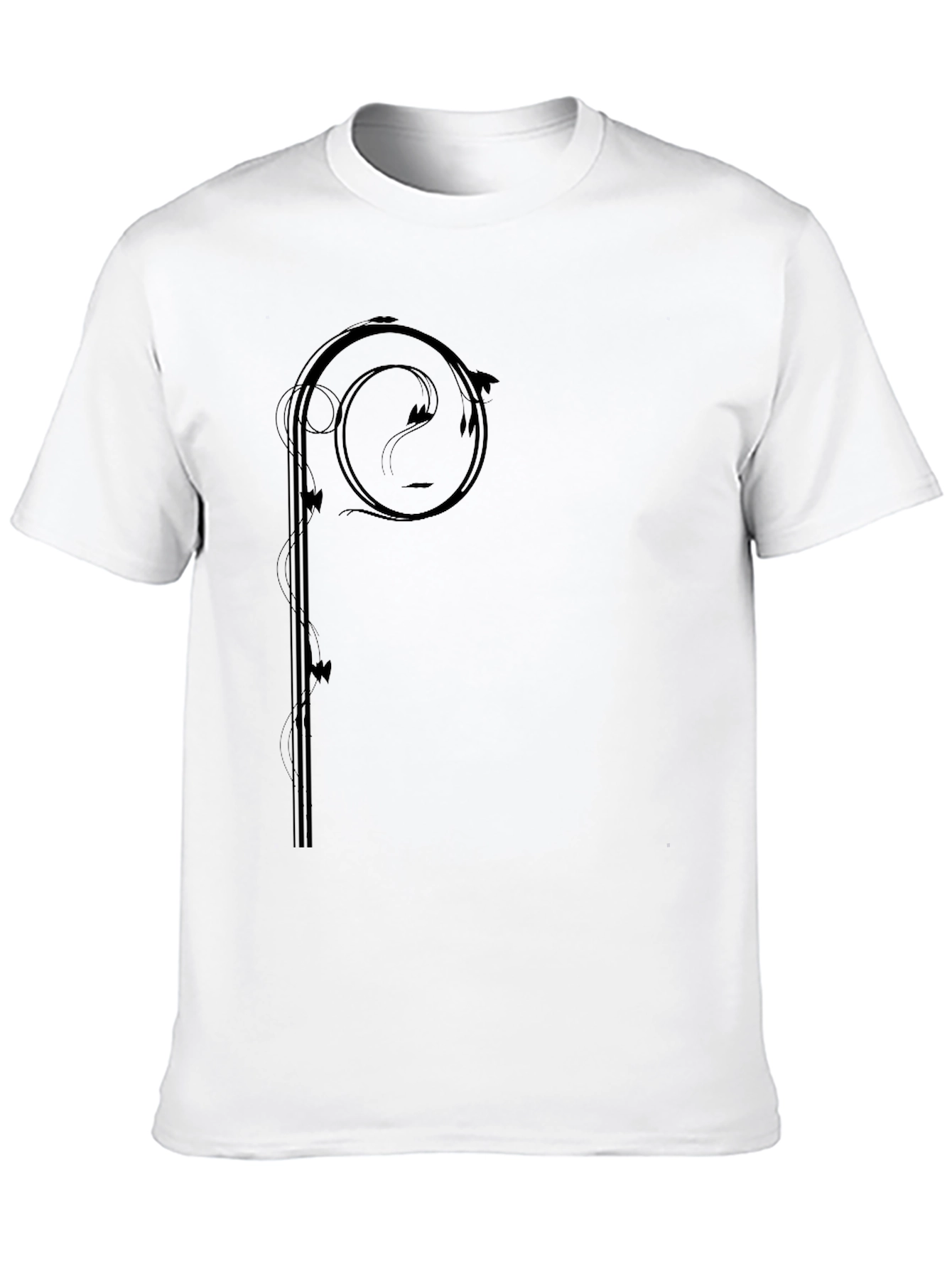 Stylish Black Graphic Tee - Abstract Vine Design