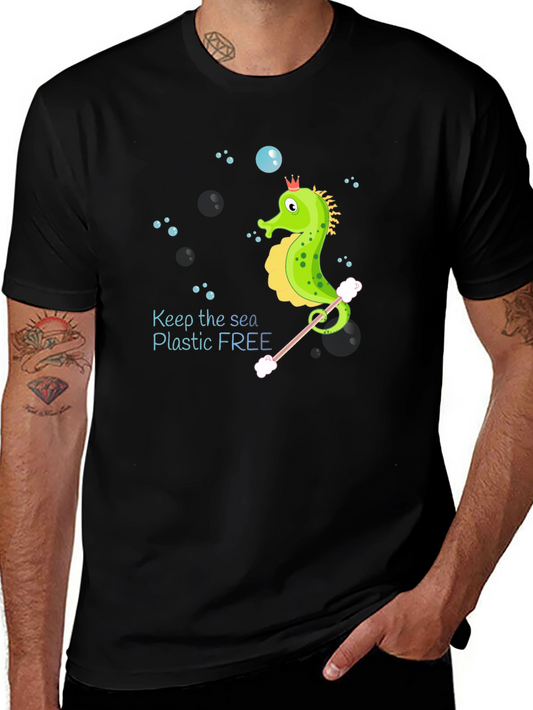 Eco-Friendly Seahorse Graphic Tee