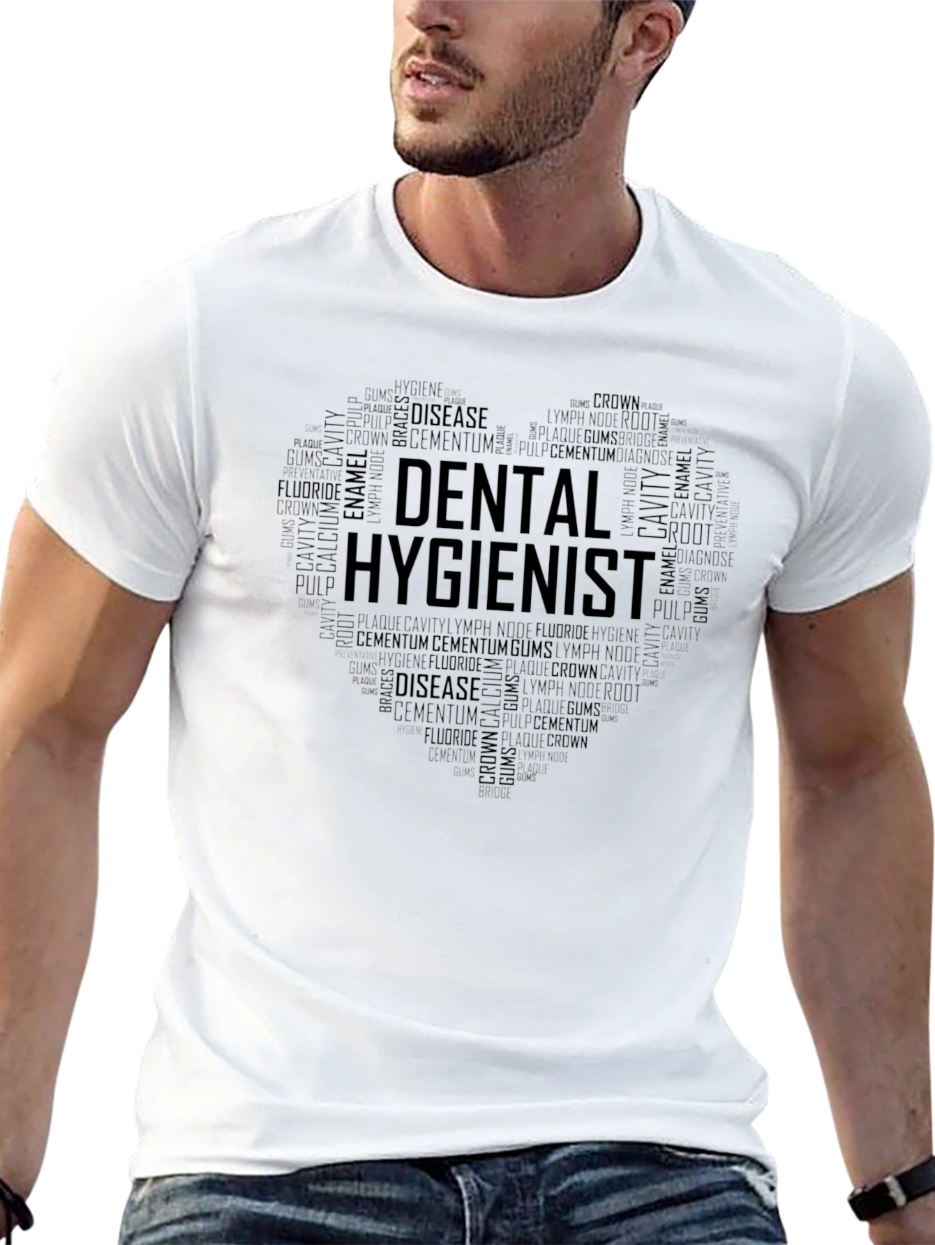 Dental Hygienist Word Art Heart Graphic Tee