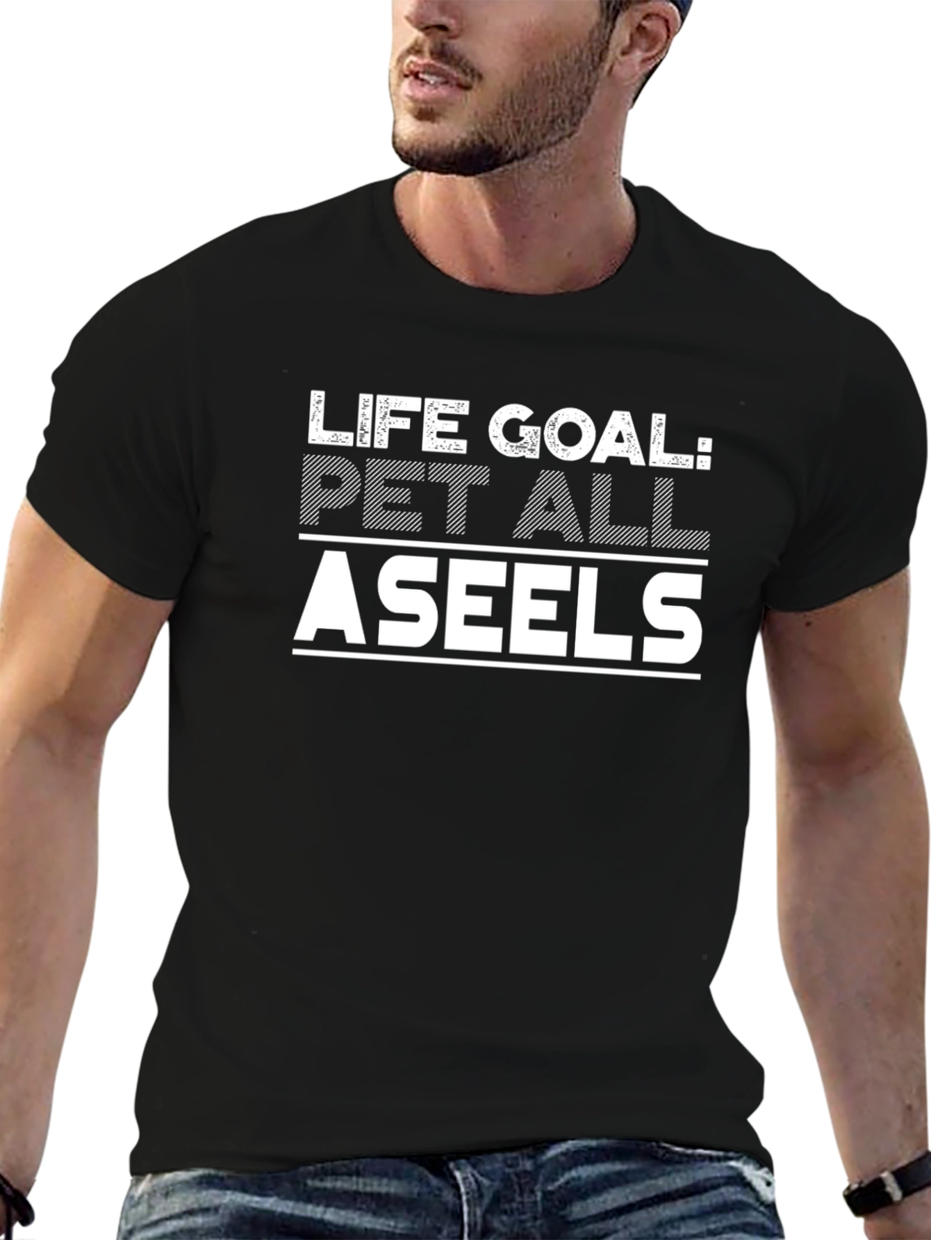 Life Goal: Pet All Aseels Black T-Shirt