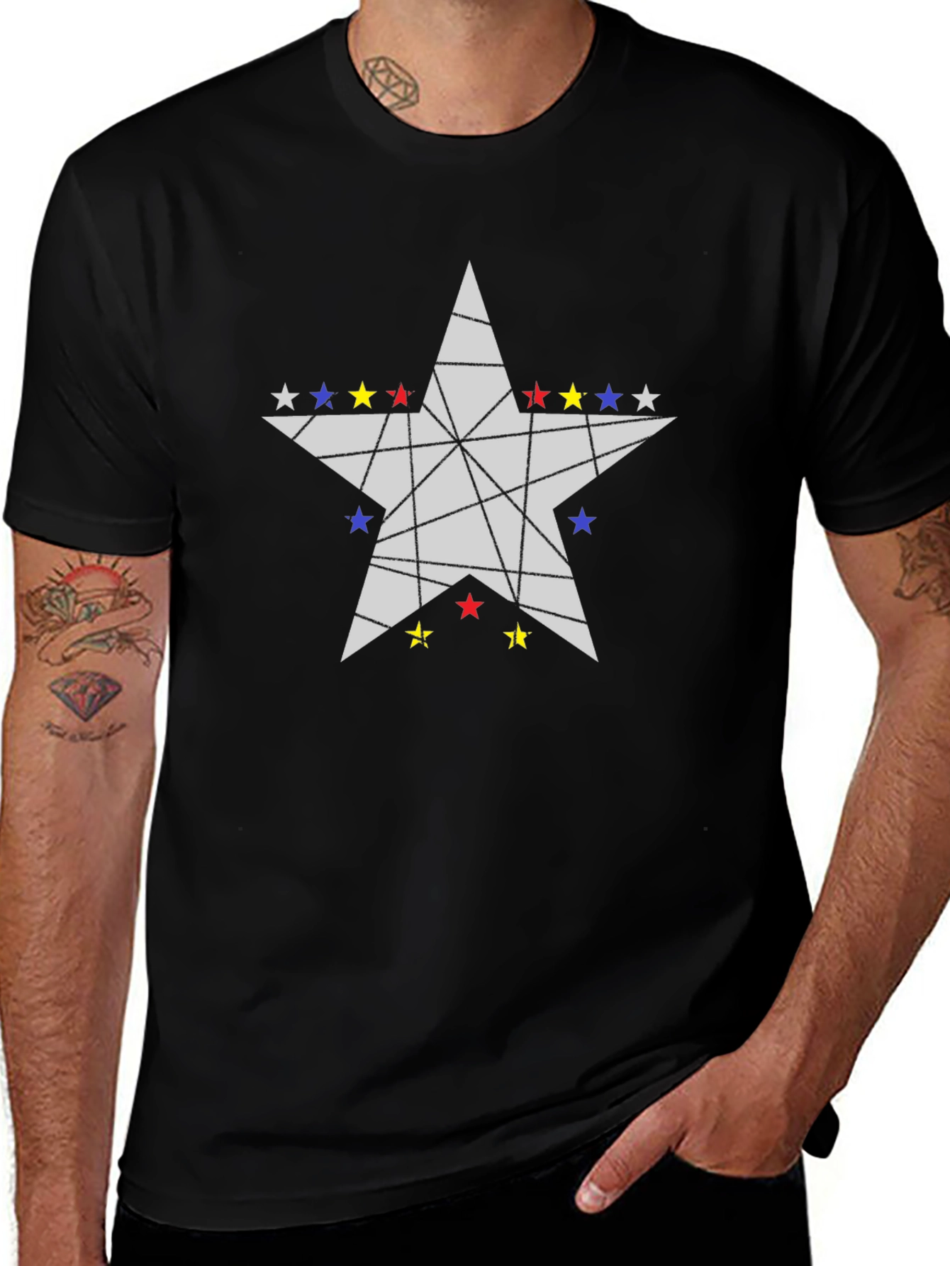 Star Graphic Mens Black T-Shirt