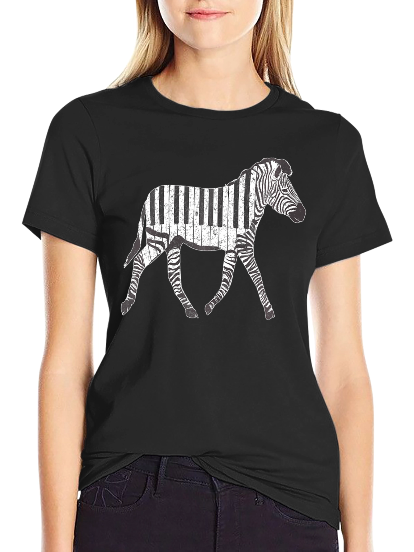 Zebra Piano Keys Graphic T-Shirt