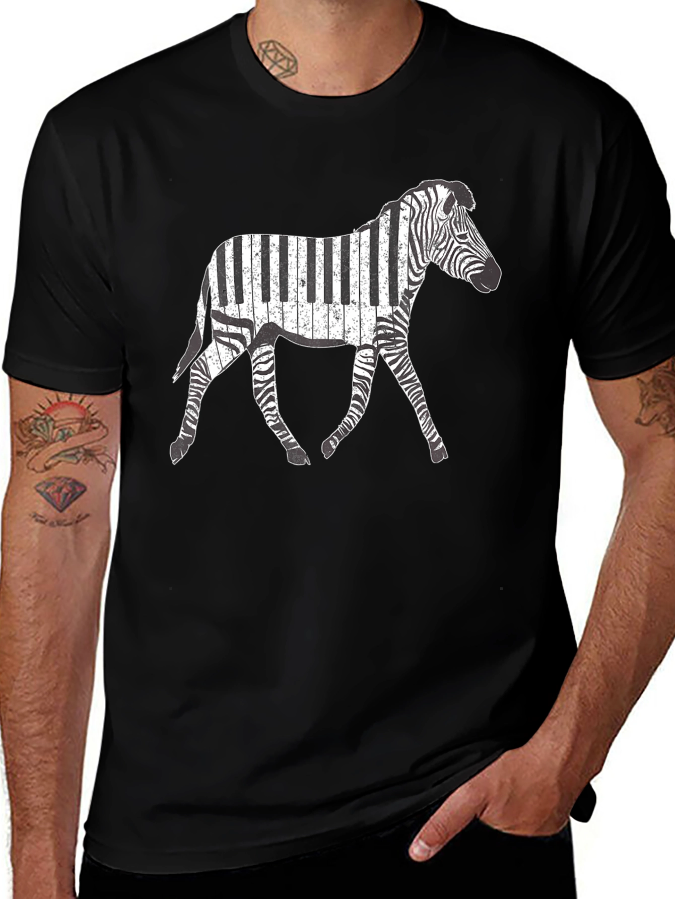 Zebra Piano Keys Graphic T-Shirt
