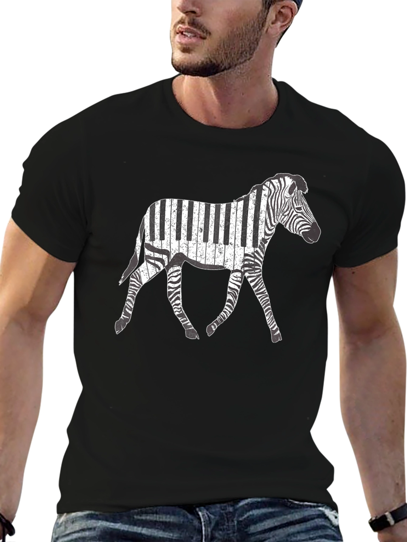 Zebra Piano Keys Graphic T-Shirt