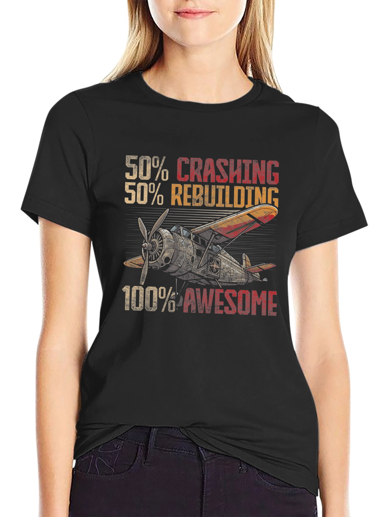 Crashing Rebuilding Awesome Airplane T-Shirt