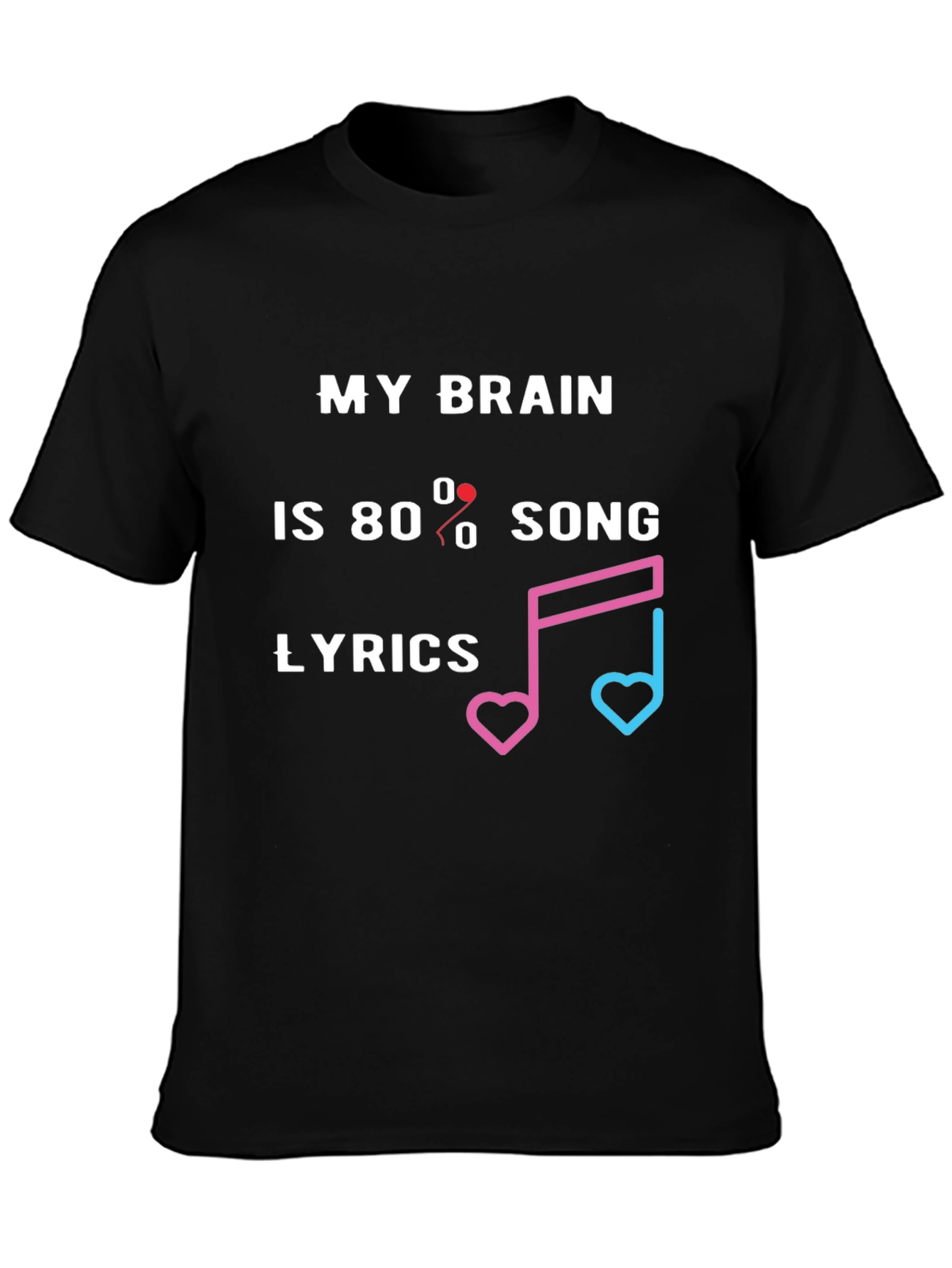 Song Lyrics Brain Graphic Tee - Novelty Music T-Shirt